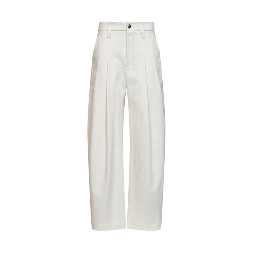 Brunello Cucinelli Women Ivory Wrinkled Wool And Dyed Denim Baggy Trousers